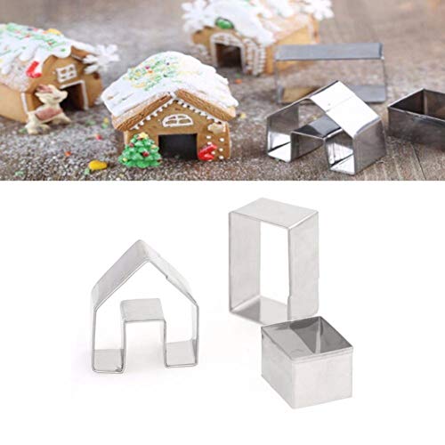 Beito Serie De Navidad 3pcs Acero Inoxidable De DIY 3D Cortador De La Galleta del Pan De Jengibre Casa De La Galleta del Molde Pasta De Azúcar Que Adorna Las Herramientas