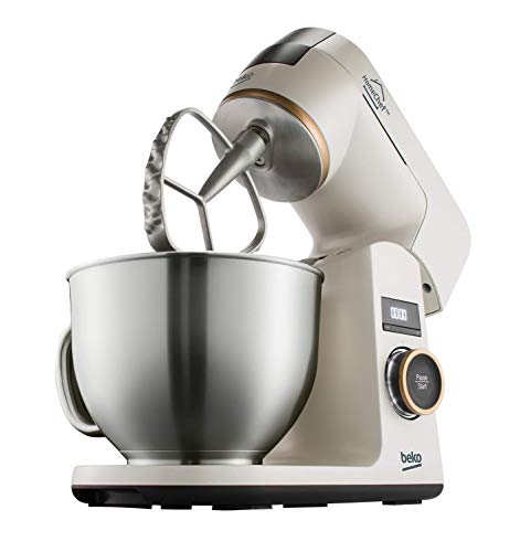 Beko KMD3102W BekoChef® - Robot de Cocina, Bol 4.6 Lt en Acero Inox con Asa, 1000 W, 12 Velocidades, Temporizador Digital, Beige - Acero Inox