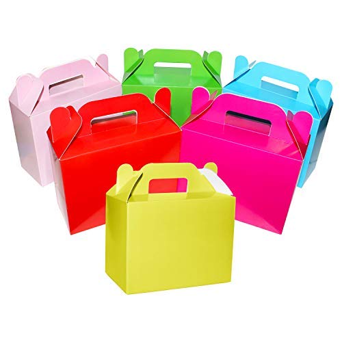 BELLE VOUS Cajas para Dulces (Pack 24) - 11 x 14 x 6cm Seis Pequeño Cajas de Cumpleaños Colores llanura - Cajas Galletas - Cajas Regalo Personalizadas para Baby Shower, Fiestas Niños, Manualidades