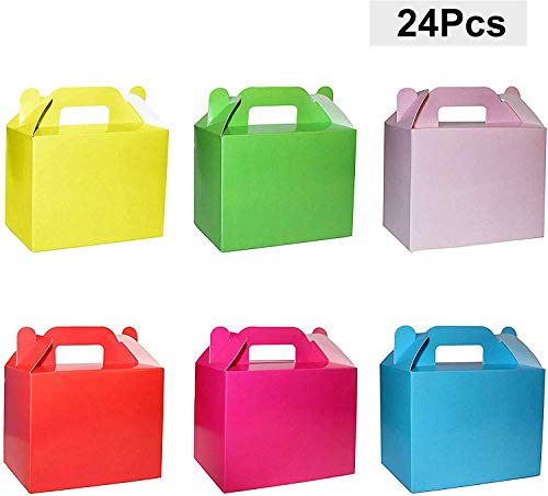 BELLE VOUS Cajas para Dulces (Pack 24) - 11 x 14 x 6cm Seis Pequeño Cajas de Cumpleaños Colores llanura - Cajas Galletas - Cajas Regalo Personalizadas para Baby Shower, Fiestas Niños, Manualidades