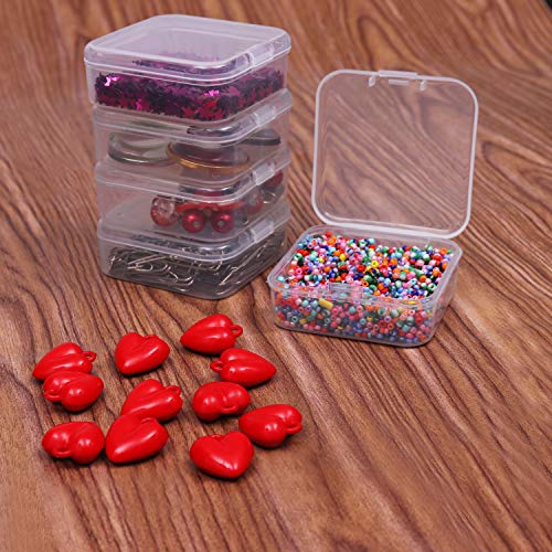 BELLE VOUS Mini Cajas Plastico (Pack de 24) - (5,3x5,3x2cm) Transparente Cuadrado Almacenamiento de Plástico Caja con Tapa para Diminuto Abalorios, Joyas Hallazgos, Pastillas, Pequeñas Artículos