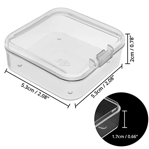 BELLE VOUS Mini Cajas Plastico (Pack de 24) - (5,3x5,3x2cm) Transparente Cuadrado Almacenamiento de Plástico Caja con Tapa para Diminuto Abalorios, Joyas Hallazgos, Pastillas, Pequeñas Artículos