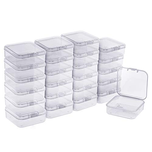 BELLE VOUS Mini Cajas Plastico (Pack de 24) - (5,3x5,3x2cm) Transparente Cuadrado Almacenamiento de Plástico Caja con Tapa para Diminuto Abalorios, Joyas Hallazgos, Pastillas, Pequeñas Artículos