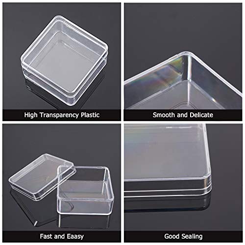 BENECREAT 10 Pack Cajita de Almacenamiento Contenedores de Plástico de Alta Transparencia 6x6x3cm para Artículos de Belleza, Cuentas Pequeñas, Hallazgos de Joyería y Otros Artículos Pequeños