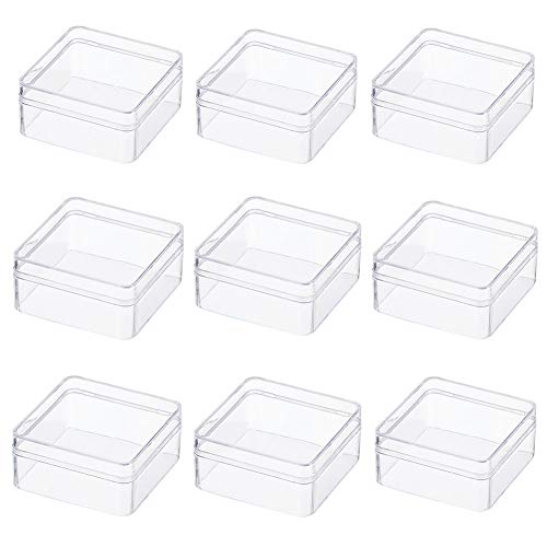 BENECREAT 10 Pack Cajita de Almacenamiento Contenedores de Plástico de Alta Transparencia 6x6x3cm para Artículos de Belleza, Cuentas Pequeñas, Hallazgos de Joyería y Otros Artículos Pequeños