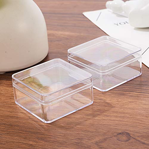 BENECREAT 10 Pack Cajita de Almacenamiento Contenedores de Plástico de Alta Transparencia 6x6x3cm para Artículos de Belleza, Cuentas Pequeñas, Hallazgos de Joyería y Otros Artículos Pequeños