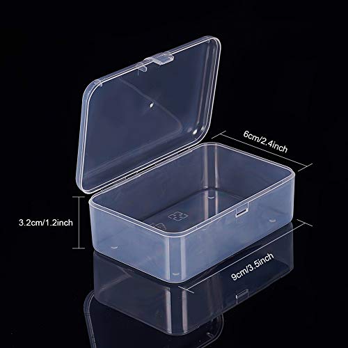 BENECREAT 12 Pack Mini Caja de Contenedores de Almacenamiento de Cuentas de Plástico Transparente con Tapa para Artículos, Hierbas, Grano Diminuto, Joyas 9x6x3.2cm