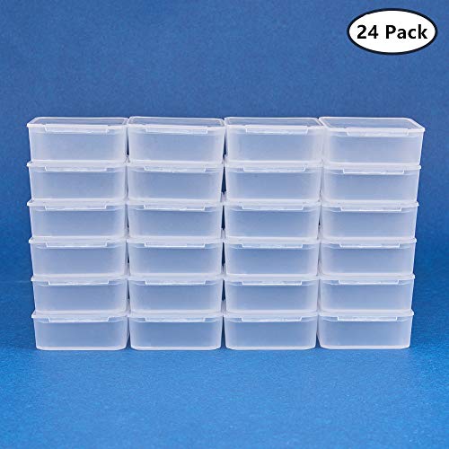 BENECREAT 24 Pack Cajas Transparente de Plástico Organizador de Plástico Transparente Esmerilado con Tapas para Pastillas, Hierbas, Cuentas, Joyería - 3.9x3.9x1.6cm