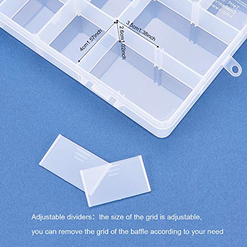 BENECREAT 4 Pack 18 Compartimientos Caja Ajustable de Plástico Contenedor de Almacenamiento para Joyas, Aretes, Abalorios, Pastillas, Piezas de Metal