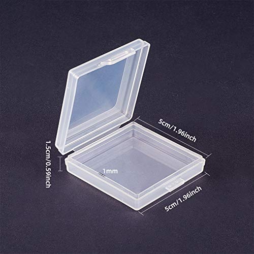 BENECREAT 8 Pack Caja Cuadrada de Plástico Transparente con Tapa de Bisagras 5x5x1.5cm Contenedor de Abalorios de Plástico para Artículos, Pastillas, Hierbas, Cuentas Pequeñas