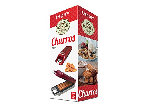 Beper Máquina para hacer Churros BT.600Y Antiadherente, 700W, 700 W, 0 Decibeles, Aluminum, Rojo