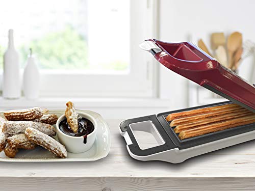 Beper Máquina para hacer Churros BT.600Y Antiadherente, 700W, 700 W, 0 Decibeles, Aluminum, Rojo