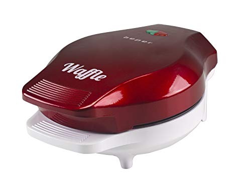 Beper - Plancha para Waffle, Gofrera, 5 Gofres a la Vez, Plancha Antiadherente 18 cm, 800 - 100 W, Rojo y Blanco