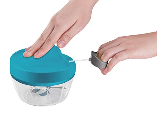 BERELA HOME Mini Picadora Manual Xtrem MAX -3 con Doble Grio de Cuchillas, Picadora Manual de Verduras y Alimentos de 500 ml, Cortador de verdura con 3 Cuchillas de Acero Inoxidable.