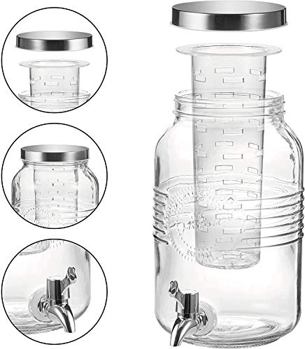 BERELA HOME - Tarro con Grifo Dispensador de Cristal de 3L. Dispensador de Bebidas con Filtro/Enfriador.