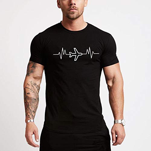 Berimaterry Camiseta de Manga Corta de Verano para Hombre Camiseta con Estampado de Letras Camiseta de Fitness Manga Corta con Cuello Redondo O-Cuello para Hombre T-Shirt Tops Camisas Originales