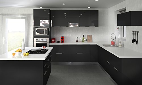 Berlenus CP6BN - Mueble bajo de Cocina con 1 Puerta (60 cm), Color Negro Brillante