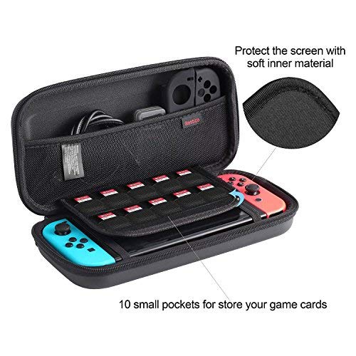 Bestico Kit Protección para Nintendo Switch, Funda Switch Accesorios de Protección incluyen Funda Nintendo Switch,Estuche tarjeta de juego,3 Clear HD Protector de Pantalla,Joy-Con Estucha Silicona