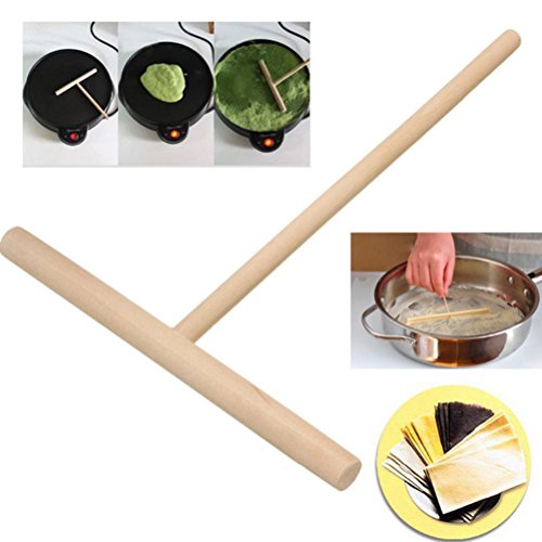 BESTOMZ Crepe Pancake Batter Spreader Madera Crepe Pan Distribuidor de Pasta Wooden Kitchen Utensilio Pan o Skillet