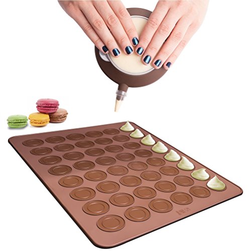 bestomz macaron Matte 48 Capacidad de silicona Macarons Back Matte Macarons Back – Set Macaron Hornear Forma con boquillas DIY Hornear Juego de herramientas (Café)