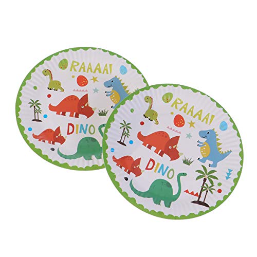 BESTONZON 10pcs Platos de papel dinosaurio con dibujos platos desechables para la fiesta de cumpleaños de boda Suministros (7 pulgadas)