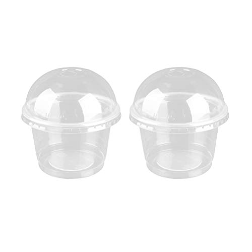 BESTONZON 25pcs vasos de plástico desechables Tazones de postre Tazones de plástico transparente para helado, Tazas de postre, Snack Bowl con tapas (250 ml)