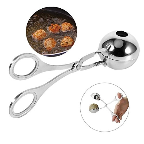 BESTONZON 2pcs Albóndiga Cucharada, Acero Inoxidable, Ballers Antiadherentes para Carne, Meatball Maker Pinzas para Hielo, Conveniente (Tamaño Pequeño y Grande)