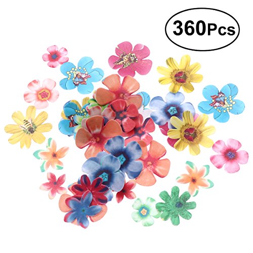 BESTONZON - 360 piezas comestibles de flores para tartas de boda, fiesta de cumpleaños, decoración de alimentos (0,6 mm de grosor)