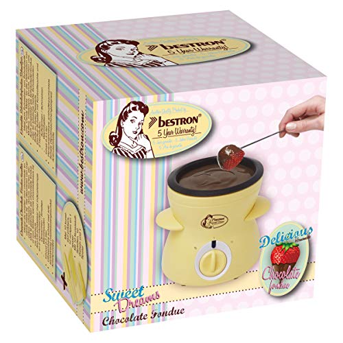 Bestron Sweet Dreams Fondue de Chocolate con Diseño Retro, 25 W, 0.3 litros, Plástico, Amarillo