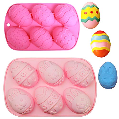 BESTZY 2PCS Molde de silicona con forma de huevo de Pascua para tartas Moldes del Pastel del silicón de jabón de cake de Chocolate