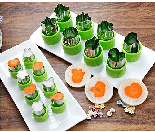 BESTZY Cortadores de Galletas Cortadores de Vegetales, Juego de moldes para cortar frutas y verduras, para Galletas Fideos Pasta de Azúcar Herramientas Decorativas 12 Piezas