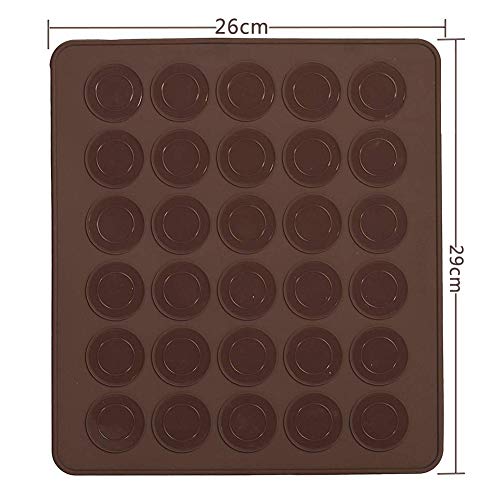 BESTZY Estera para Hornear Macaron 30 Moldes Macarons Mat para Hornear Hoja de Molde Antiadherente Cocina Profesional para Cocinar con Silicona Estera para Hornear 2 Pieza