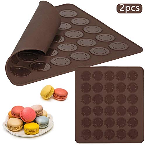 BESTZY Estera para Hornear Macaron 30 Moldes Macarons Mat para Hornear Hoja de Molde Antiadherente Cocina Profesional para Cocinar con Silicona Estera para Hornear 2 Pieza