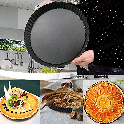 BESTZY Moldes para Quiche o Tartas de Clasico con Fondo Extraíble Envase Antiadherente Grande para Quiche | Incluye una Espátula de Silicona a Juego - (Ø 28 cm)