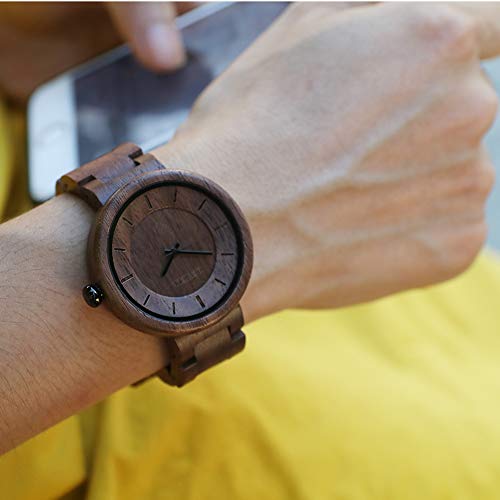 BEWELL Reloj Mujer Madera Analógico Cuarzo Japonés con Correa de Madera Redondo Casual Relojes de Pulsera (Negro)