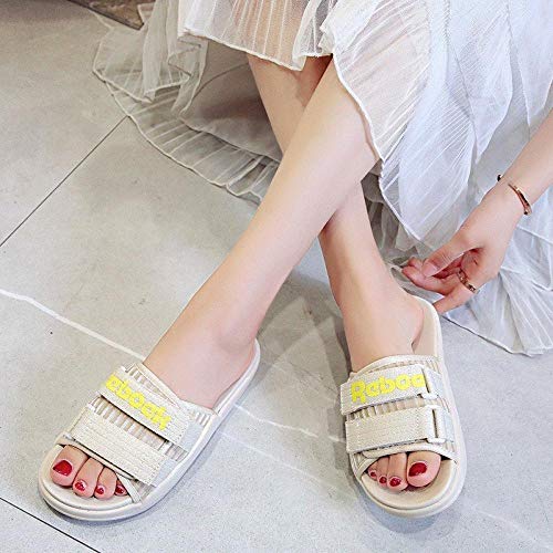 B/H Zapatos de Playa y Piscina,Zapatillas de Velcro con Plataforma de bizcocho, Sandalias Planas Deportivas-White_35,Zapatillas sin Cordones para Mujer/Hombre