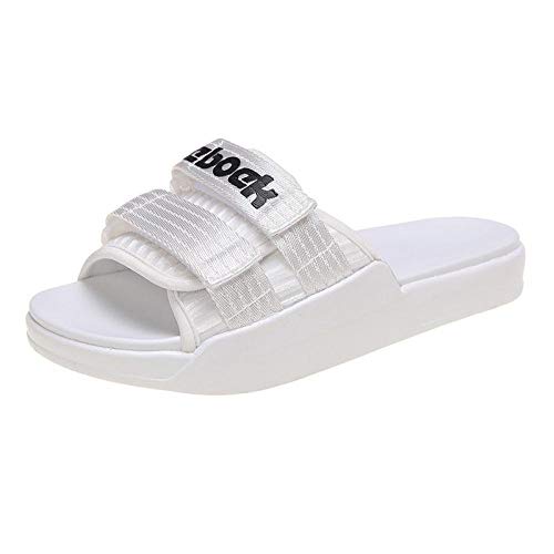 B/H Zapatos de Playa y Piscina,Zapatillas de Velcro con Plataforma de bizcocho, Sandalias Planas Deportivas-White_35,Zapatillas sin Cordones para Mujer/Hombre