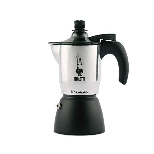 Bialetti - Kremina - Cafetera expreso, para 3 Tazas, Aluminio, Color Plateado y Negro, 30 x 20 x 15 cm