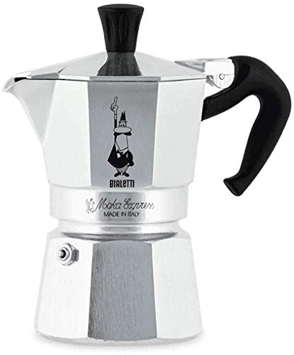 Bialetti Moka Express Cafetera Italiana Espresso, 2 Tazas, Aluminio, Plateado