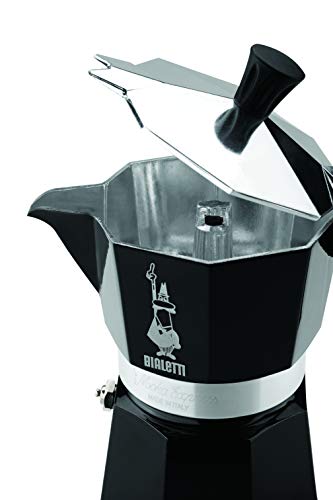 Bialetti Moka Express Cafetera Italiana Espresso, Aluminio, Negro, 3 Tazas