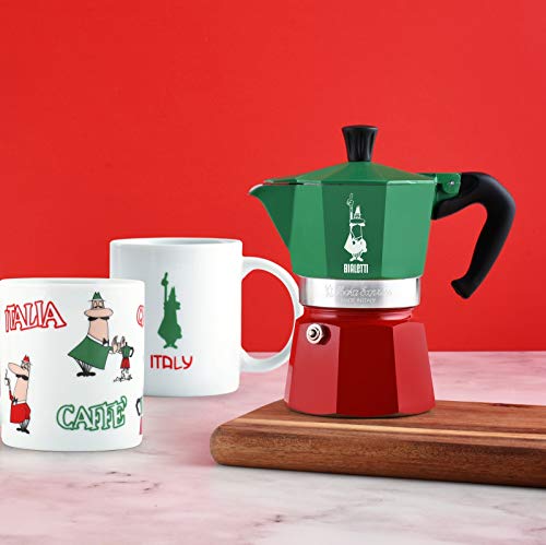 Bialetti - Moka Express colección Italia (Tricolor), cafetera de 3 Tazas, Aluminio