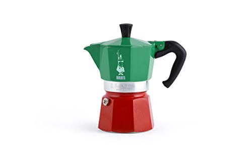 Bialetti - Moka Express colección Italia (Tricolor), cafetera de 3 Tazas, Aluminio