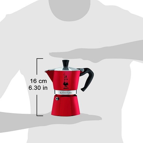 Bialetti Moka Express Red Cafetera Italiana Espresso, 3 Tazas, Aluminio, Rojo