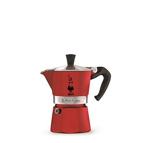 Bialetti Moka Express Red, Cafetera Italiana Espresso, Aluminio, 1 Taza, Rojo