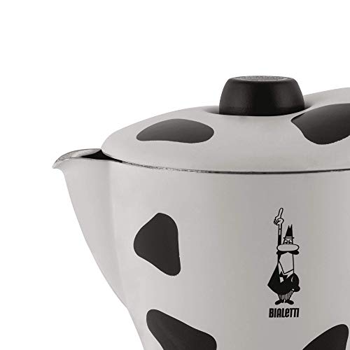 Bialetti Mukka Express Cafetera Italiana Que Permite Preparar el Capuchino exprés, 2 Tazas, Aluminio, Negro/Blanco