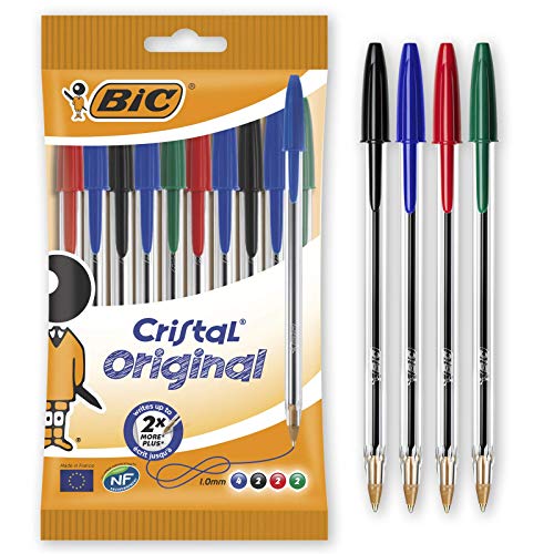 Bic CRISTAL, Bolsa, pack de 10 unidades, Multicolor