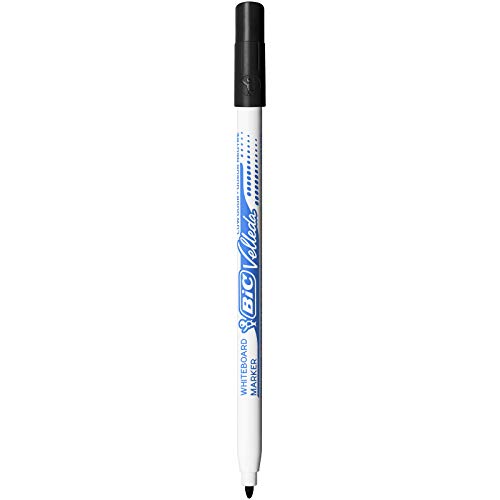 BIC Velleda - Estuche de 4 marcadores de pizarra blanca fino, color negro, azul, roja y verde