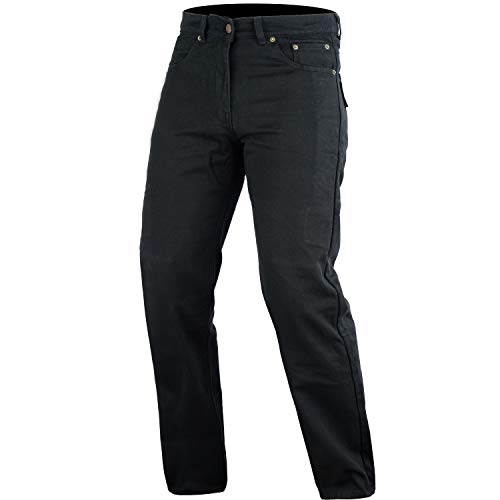 Bikers Gear Australia Motocicleta negro DuPontTM Kevlar jeans corte clásico con fibra de aramida extraíble mortajadora Negro negro Talla:34L