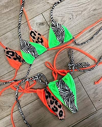 Bikini Bikinis   Micro Bikini con Costuras Sexy Conjunto Push Up Tanga Biquini Traje De Baño De Corte Alto Mujeres Mini Traje De Baño Baño Femenino S Verde Fluorescente