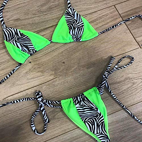 Bikini Bikinis   Micro Bikini con Costuras Sexy Conjunto Push Up Tanga Biquini Traje De Baño De Corte Alto Mujeres Mini Traje De Baño Baño Femenino S Verde Fluorescente